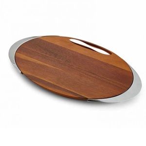Nambe Eclipse Acacia Wood Cheese Board with Knife